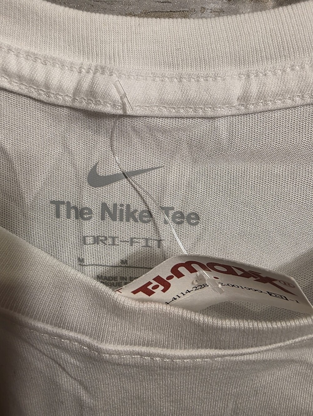 Nike White Short Sleeve Tee with Maroon and Black Swoosh - Picture 2 of 3